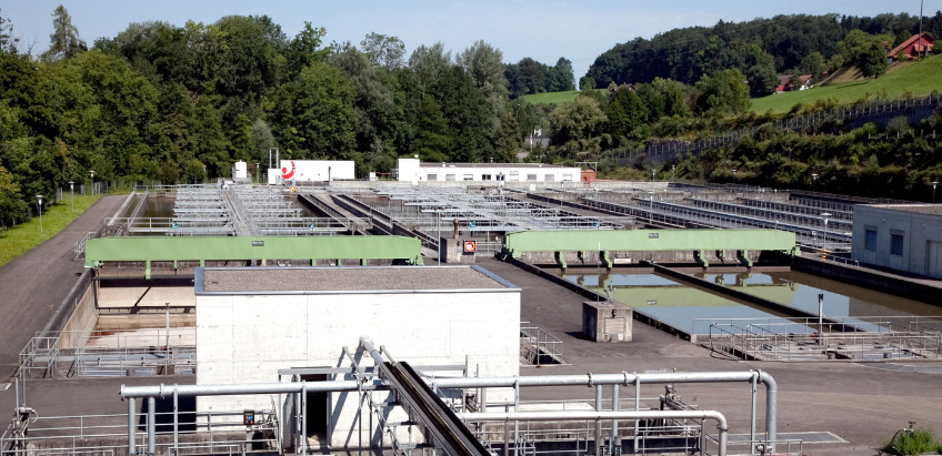 Looking diagonally down at the Actiflo on a municipal water site.